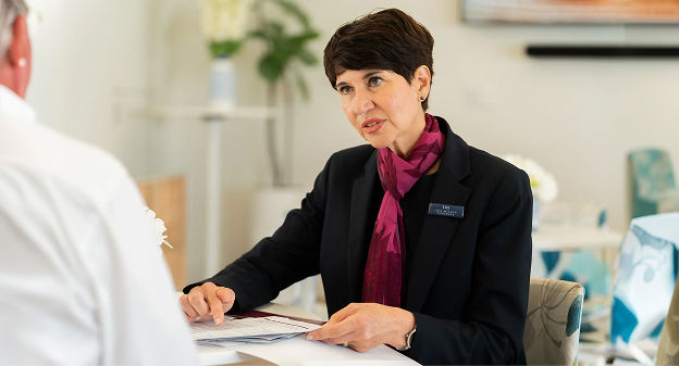 funeral director helping man plan a funeral